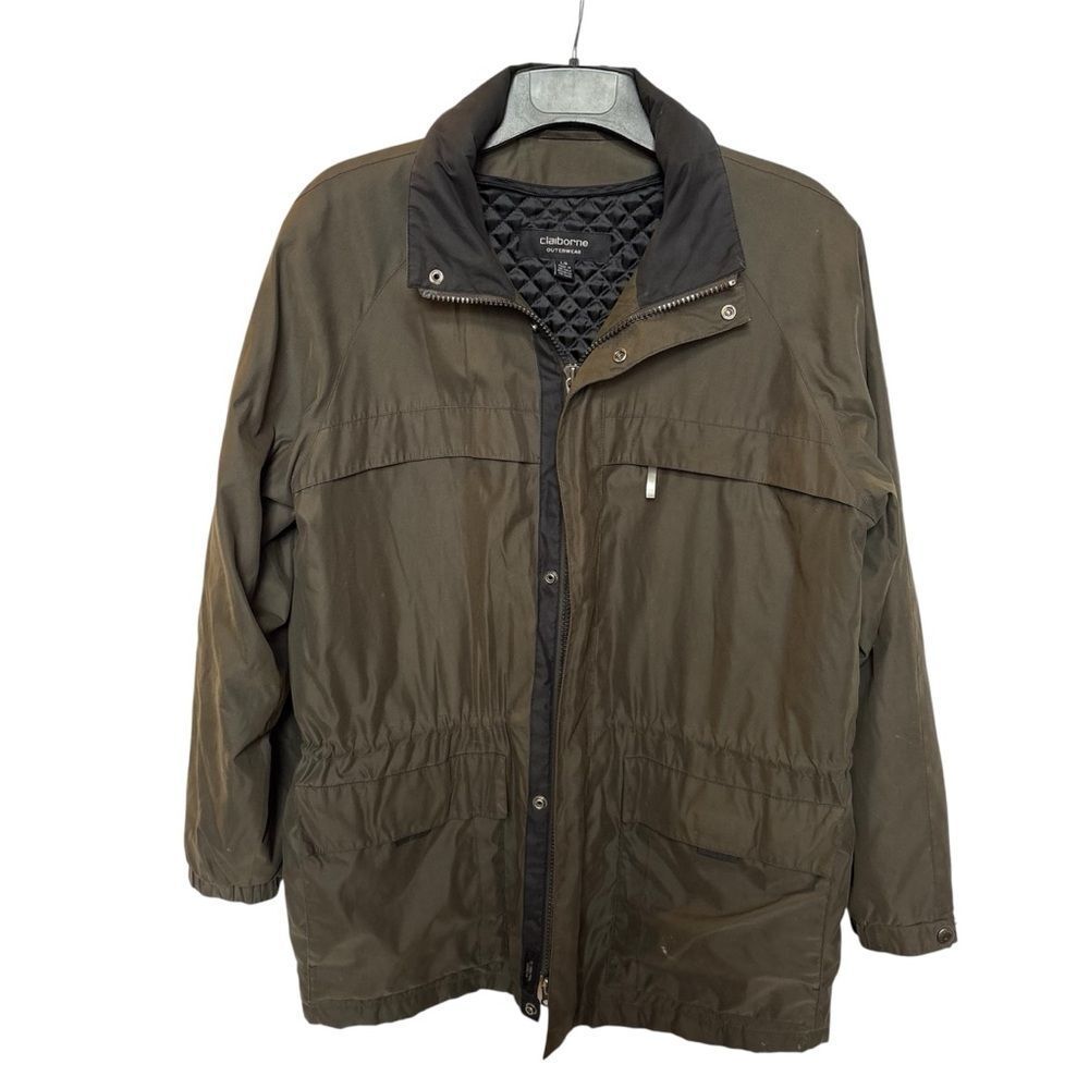 Claiborne Outerwear Men's Olive Jacket Full Zip and Snap Size Large